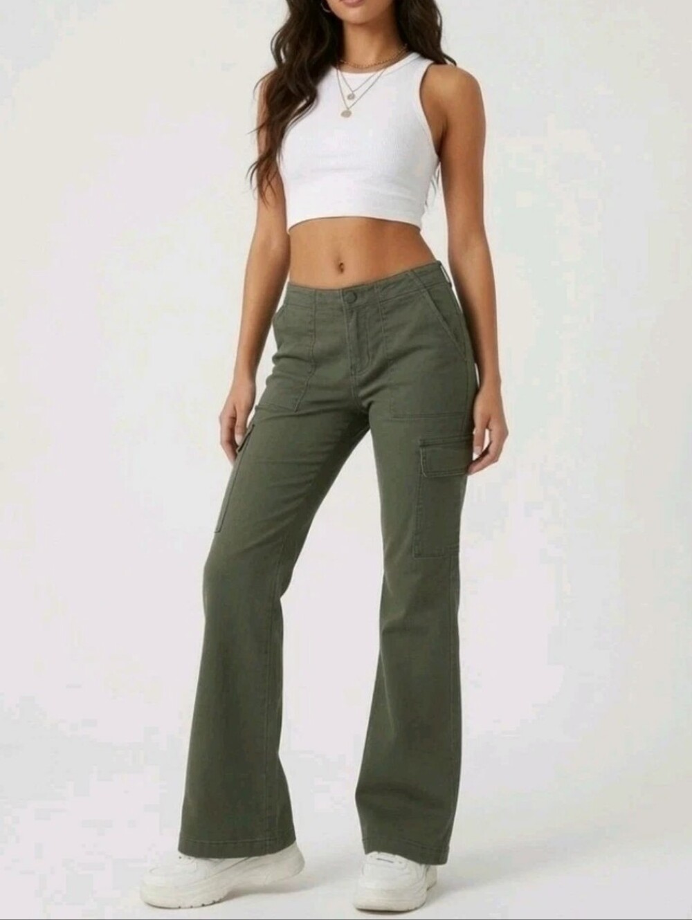 Vintage Abercrombie Fitch Paratrooper Pants Army Green Flared Utility Cargo 4